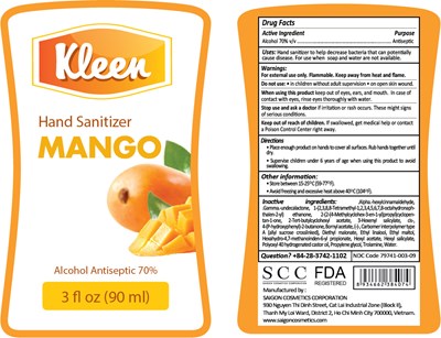 Kleen Hand Sanitizer Mango Label 90ml (Kleen Mango 90ml)